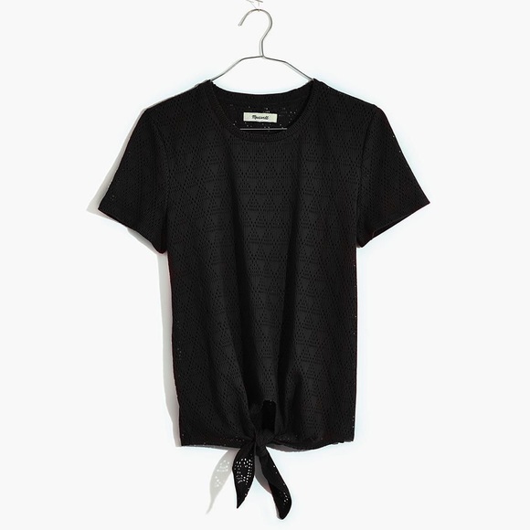 Madewell Geo Eyelet Tie Front Tee xxs - Picture 1 of 5